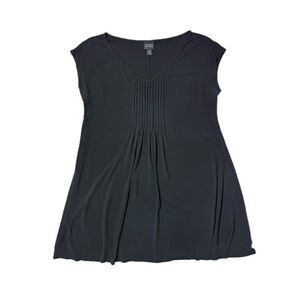 Eileen Fisher 100% Silk Short Sleeve Black Tunic Top Size M